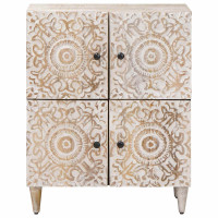 Produktbild för Sideboard med lagring Vit 60 x 33,5 x 75 cm Massivt mangoträ