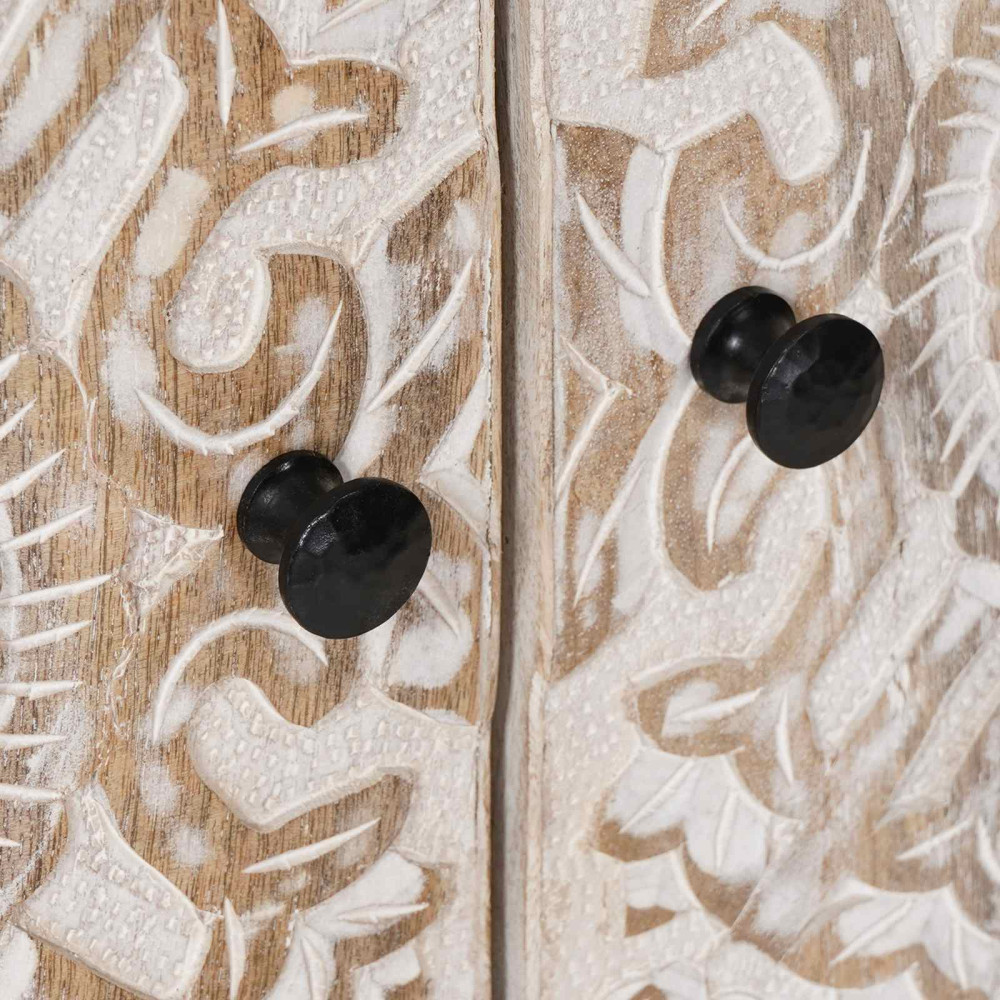 Produktbild för Sideboard med lagring Vit 60 x 33,5 x 75 cm Massivt mangoträ
