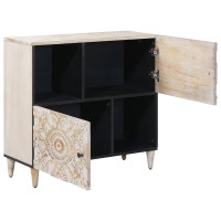 Produktbild för Sideboard med lagring Vit 80 x 33,5 x 75 cm Massivt mangoträ
