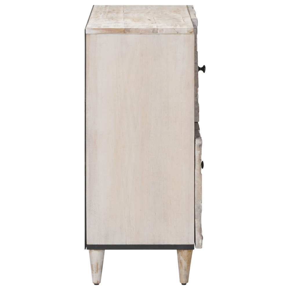 Produktbild för Sideboard med lagring Vit 80 x 33,5 x 75 cm Massivt mangoträ