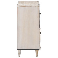Produktbild för Sideboard med lagring Vit 80 x 33,5 x 75 cm Massivt mangoträ