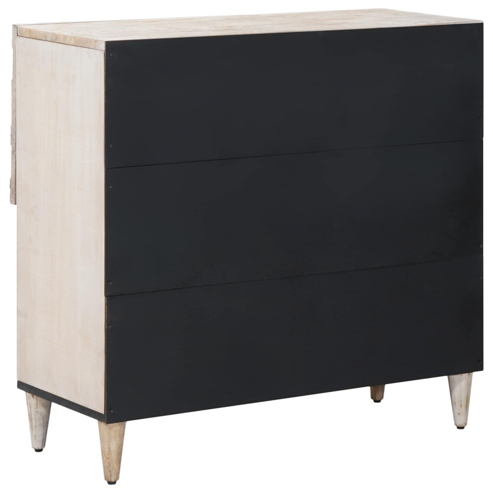 Produktbild för Sideboard med lagring Vit 80 x 33,5 x 75 cm Massivt mangoträ