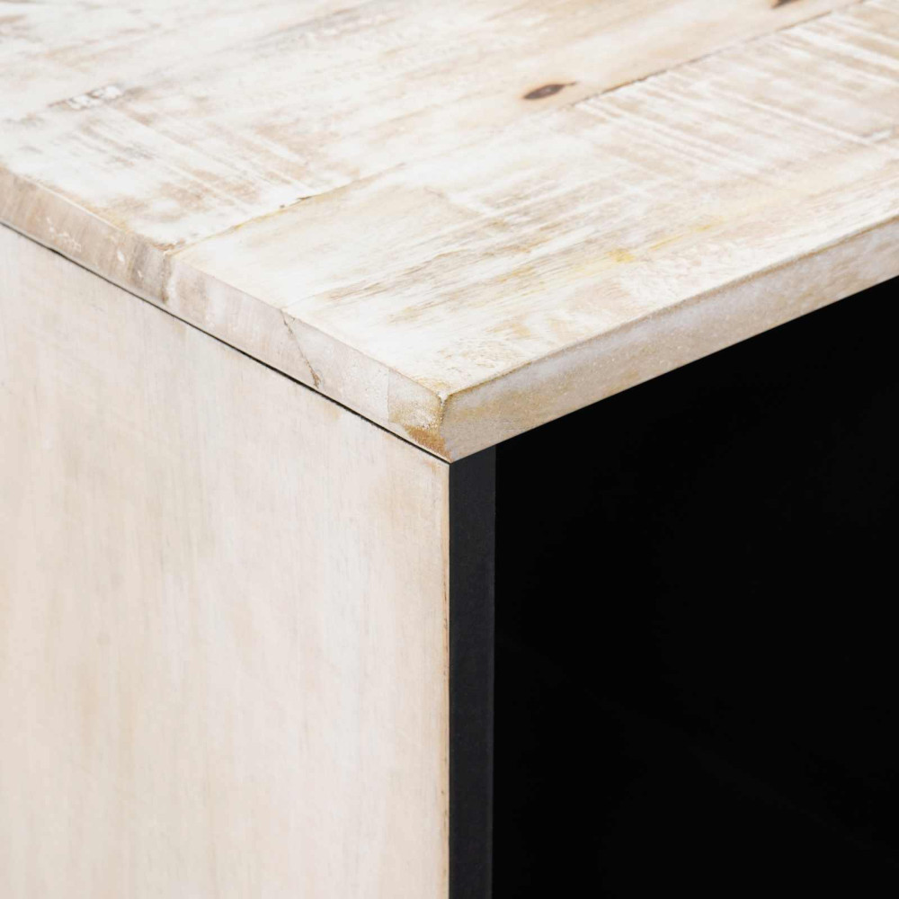 Produktbild för Sideboard med lagring Vit 80 x 33,5 x 75 cm Massivt mangoträ