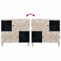 Produktbild för Sideboard med lagring Vit 80 x 33,5 x 75 cm Massivt mangoträ