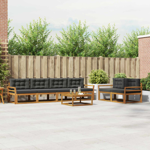 vidaXL Utomhussoffset med kudde 7 pcs Naturlig och Antracit - Möbelset