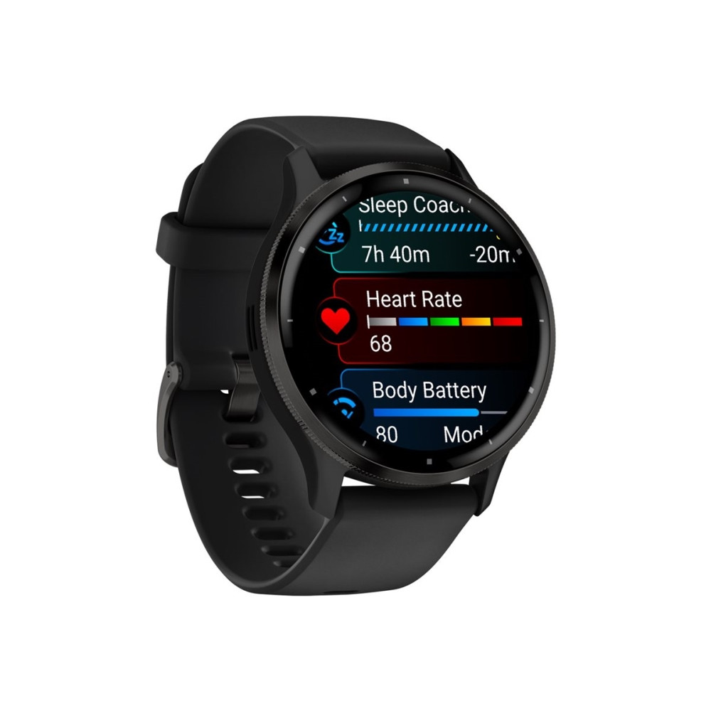 Produktbild för Garmin Venu 3 - svart fiberförstärkt polymer - smart klocka med band - 8 GB