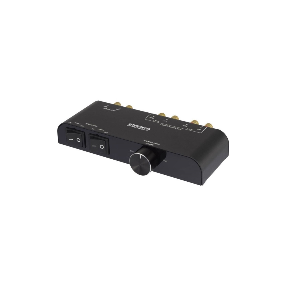 Produktbild för SpeaKa Professional 2-port högtalaromkopplare med inbyggd vo...