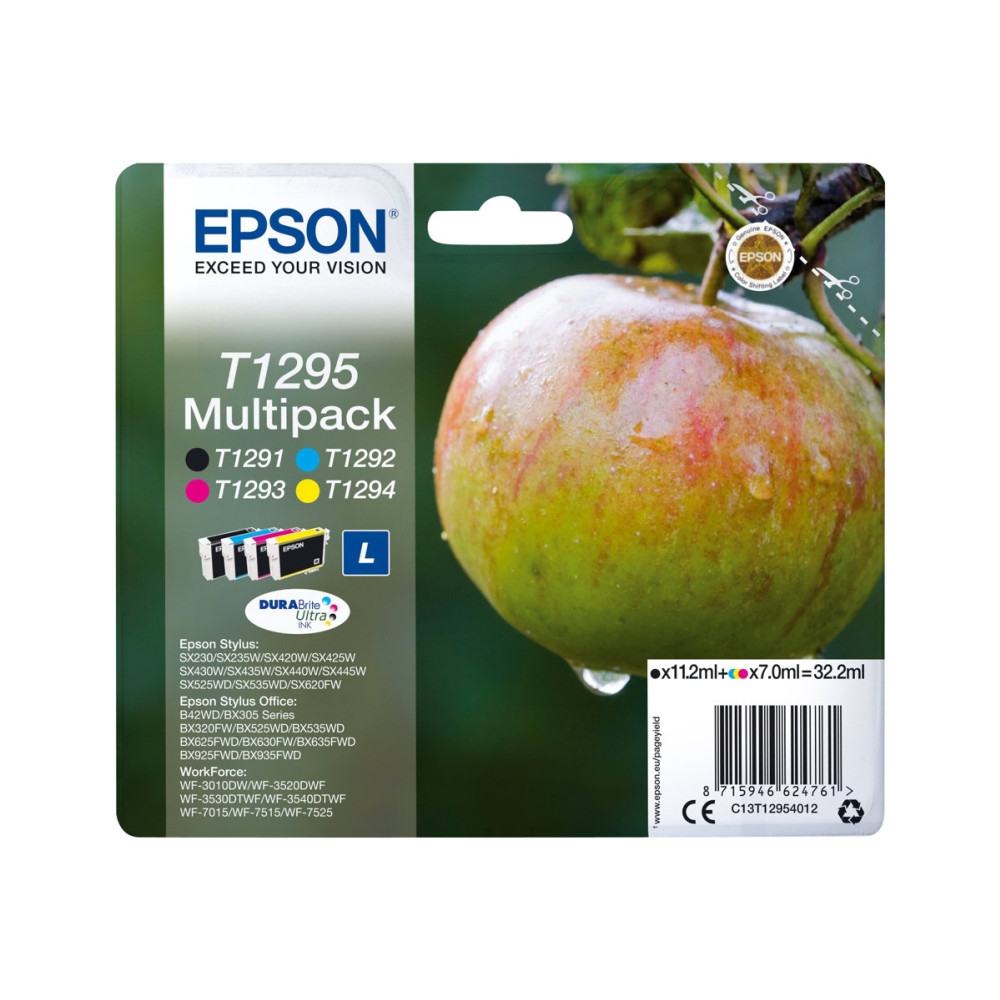 Produktbild för Epson T1295 Multipack - 4-pack - svart, gul, cyan, magenta - original - bläckpatron