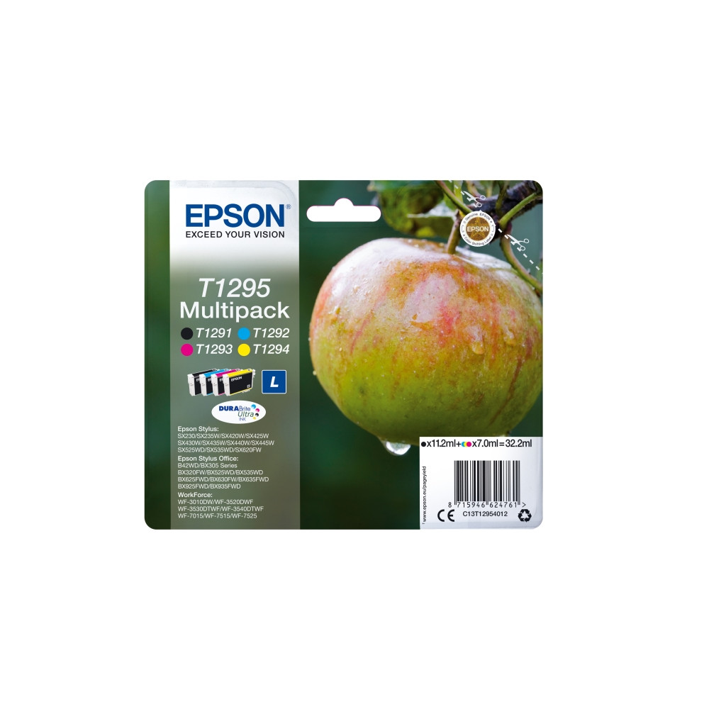 Produktbild för Epson T1295 Multipack - 4-pack - svart, gul, cyan, magenta - original - bläckpatron