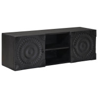Produktbild för TV-skåp med hylla med lagring med dörr Svart 105 x 30 x 35 cm