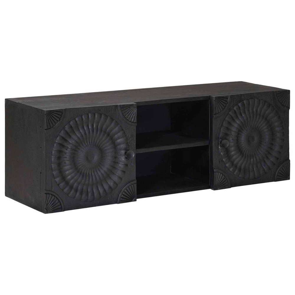 Produktbild för TV-skåp med hylla med lagring med dörr Svart 105 x 30 x 35 cm