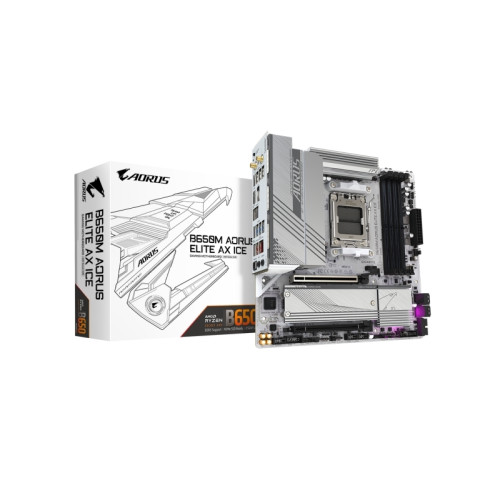 AORUS Gigabyte B650M AORUS ELITE AX ICE - moderkort - micro ATX - Socket AM5 - AMD B650