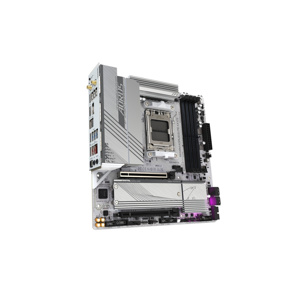 Produktbild för Gigabyte B650M AORUS ELITE AX ICE - moderkort - micro ATX - Socket AM5 - AMD B650