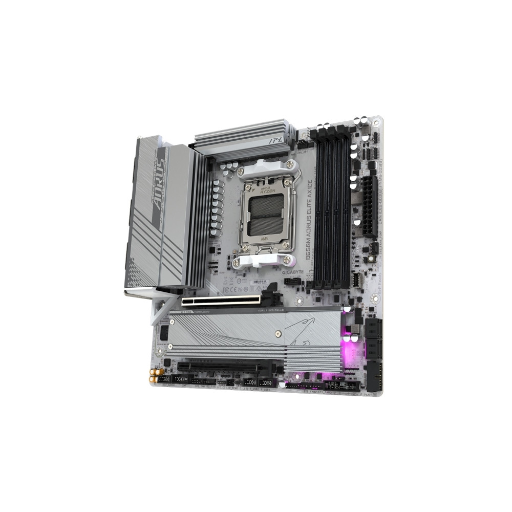 Produktbild för Gigabyte B650M AORUS ELITE AX ICE - moderkort - micro ATX - Socket AM5 - AMD B650