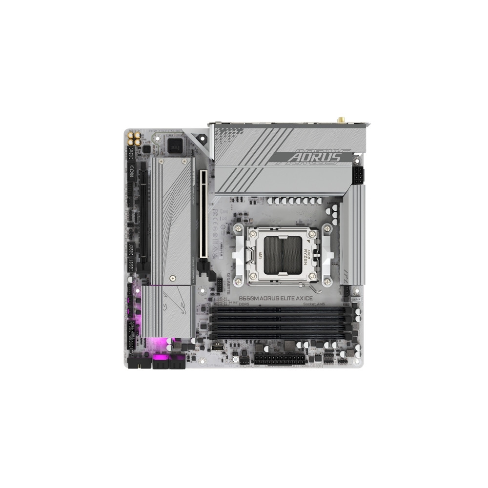 Produktbild för Gigabyte B650M AORUS ELITE AX ICE - moderkort - micro ATX - Socket AM5 - AMD B650