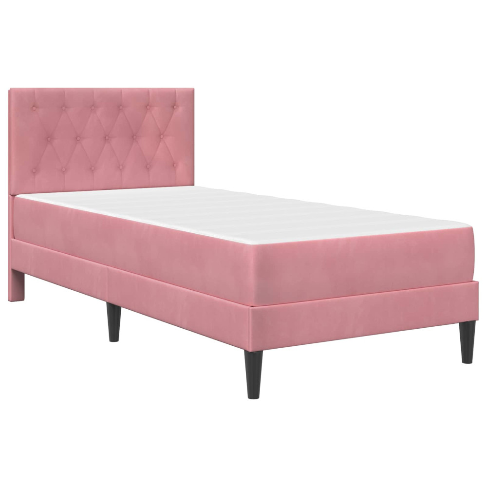 Produktbild för Sängram med madrass med huvudgavel Rosa 80 x 200 cm Sammet