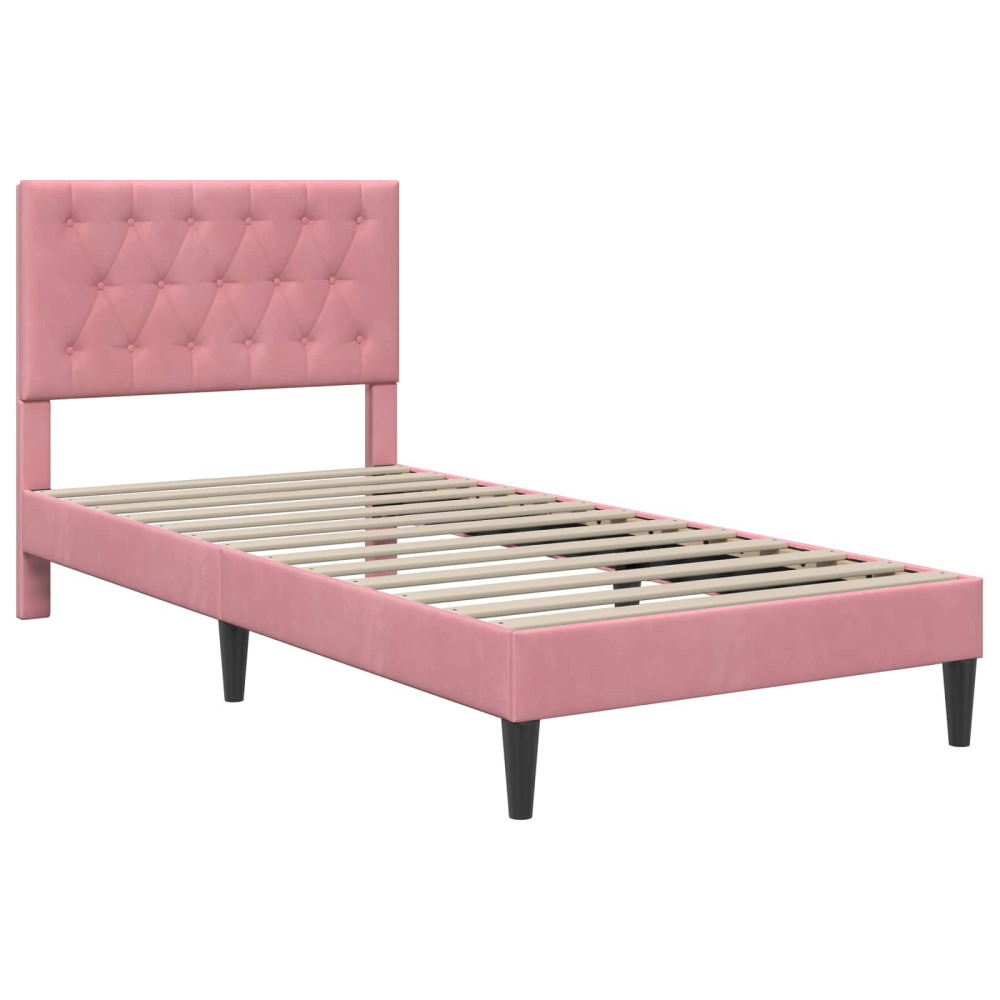 Produktbild för Sängram med madrass med huvudgavel Rosa 80 x 200 cm Sammet