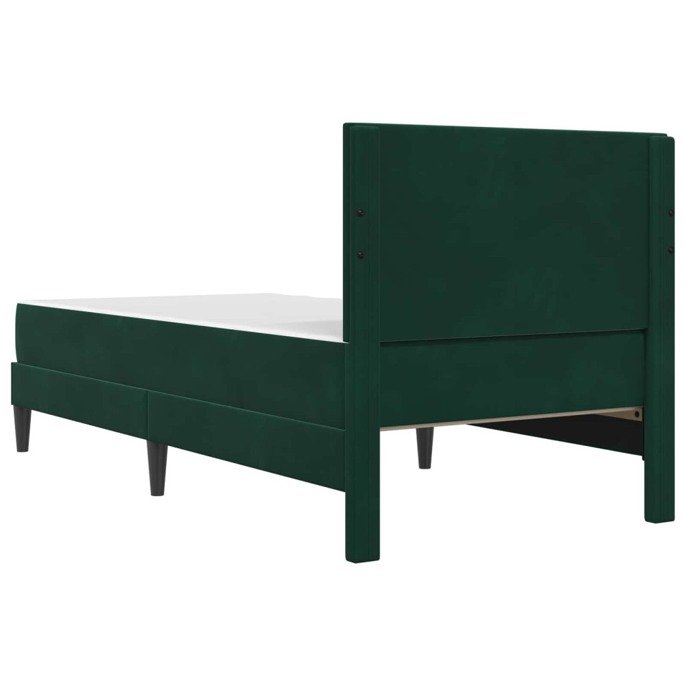 Produktbild för Sängram med madrass med huvudgavel Mörkgrön 90 x 190 cm Sammet