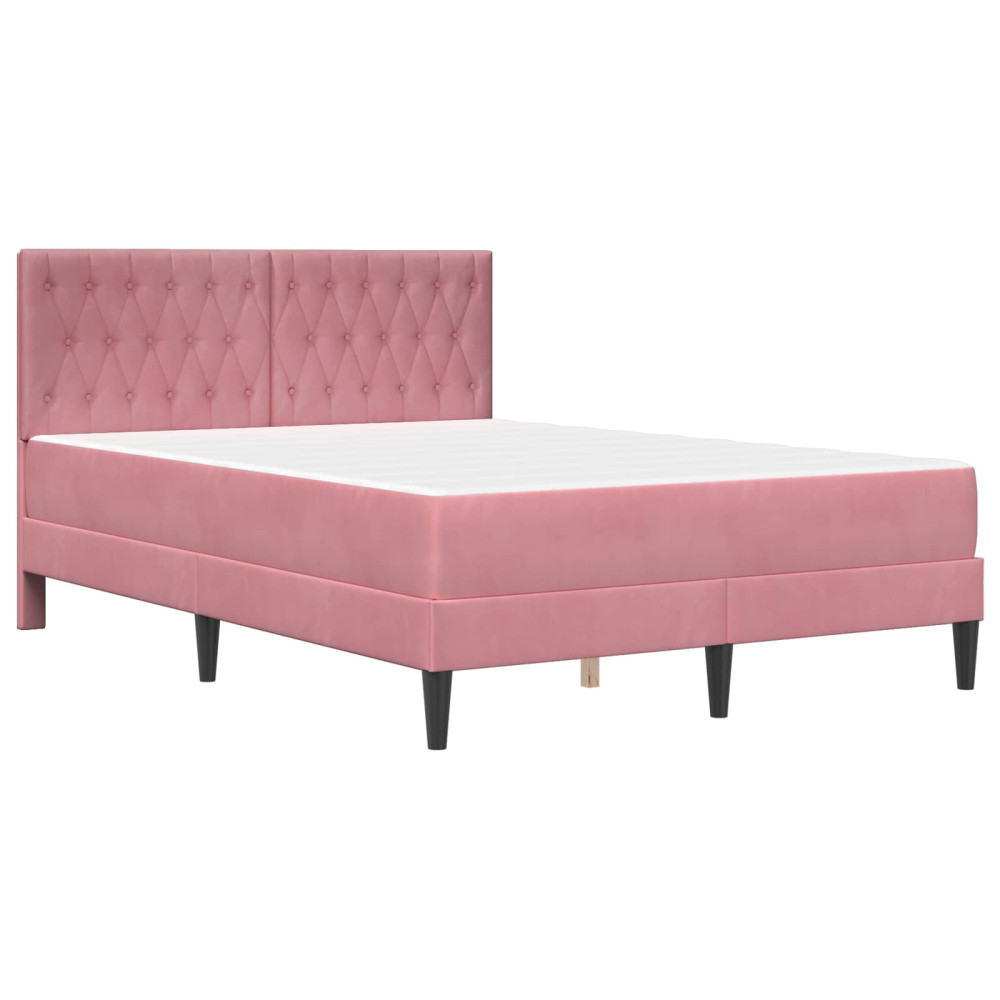 Produktbild för Sängram med madrass vidaXL Rosa Rosa 120 x 190 cm Sammet