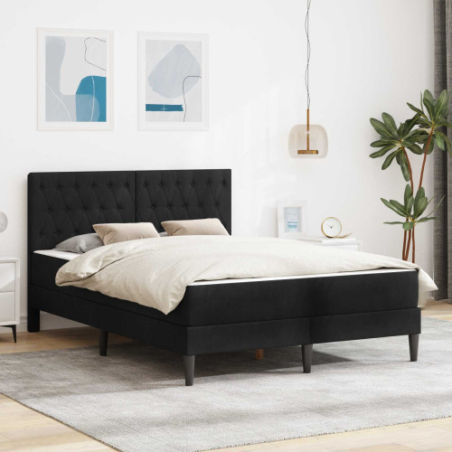 vidaXL Sängram med madrass vidaXL Svart Svart 120 x 190 cm Sammet