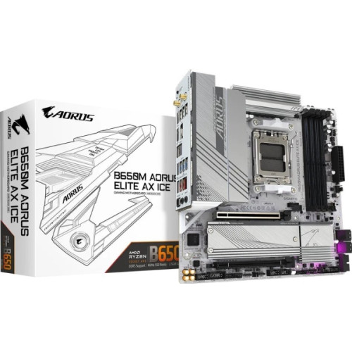 AORUS Gigabyte B650M AORUS ELITE AX ICE - moderkort - micro ATX - Socket AM5 - AMD B650