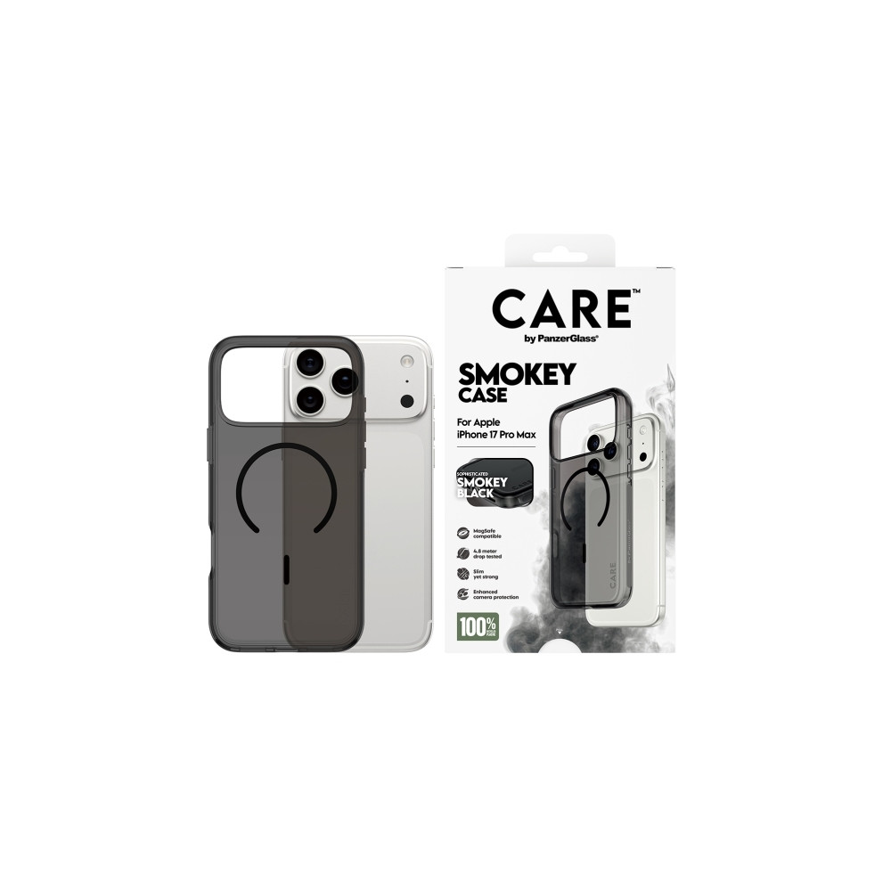 Produktbild för PanzerGlass CARE™ by ® Smokey Case w. Black MagSafe iPhone 1...