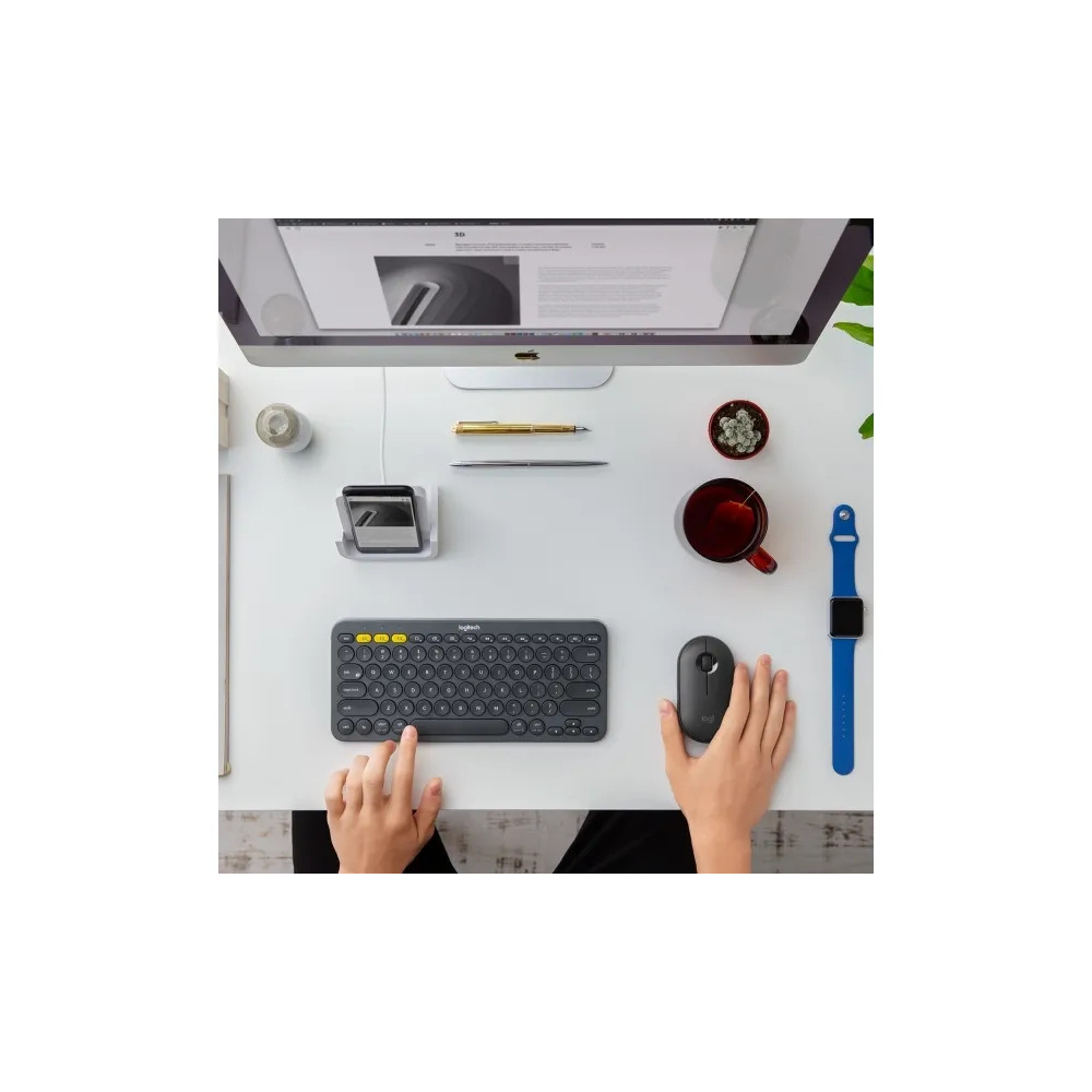 Produktbild för Logitech Pebble M350 - mus - 2.4 GHz, Bluetooth - grafit