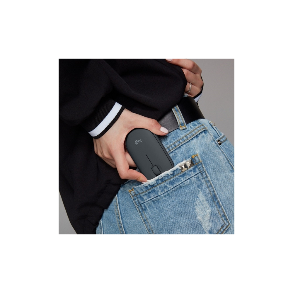 Produktbild för Logitech Pebble M350 - mus - 2.4 GHz, Bluetooth - grafit