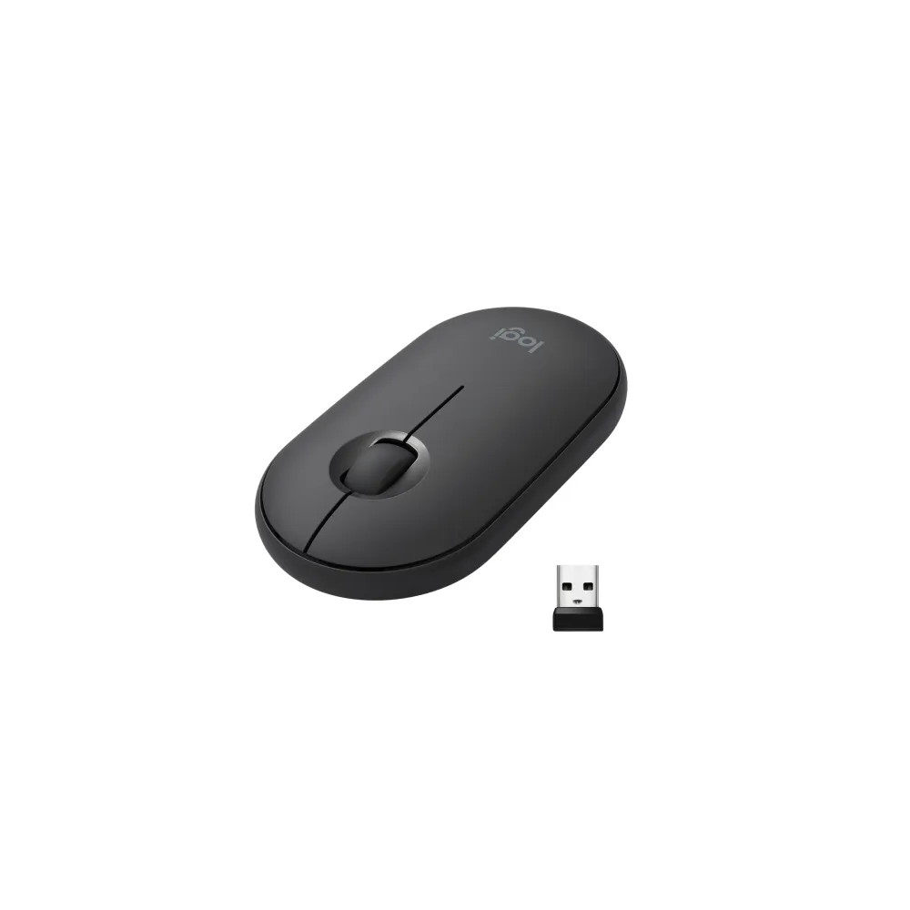 Produktbild för Logitech Pebble M350 - mus - 2.4 GHz, Bluetooth - grafit