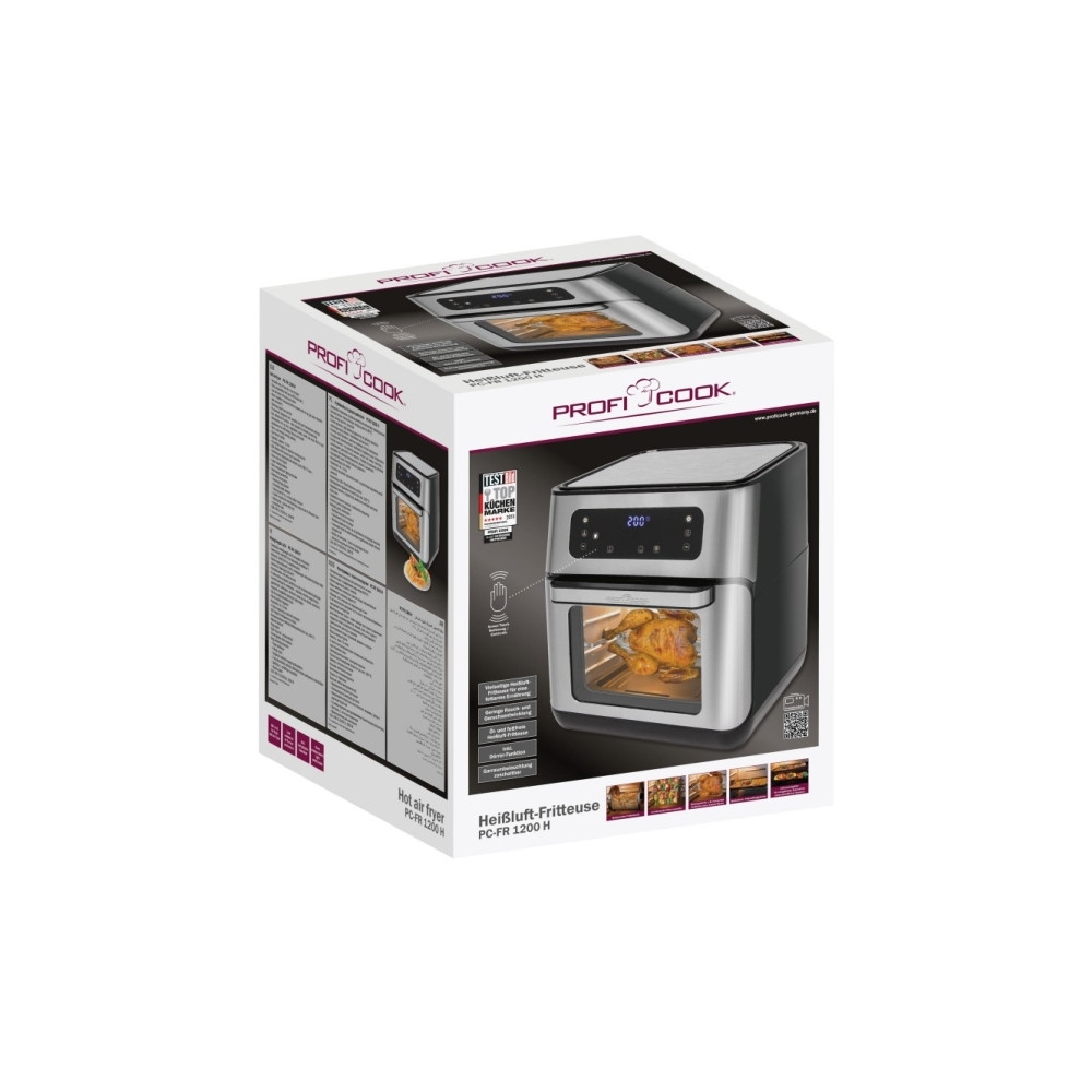Produktbild för ProfiCook PC-FR 1200 H - varmluftsfritös - rostfritt stål/svart