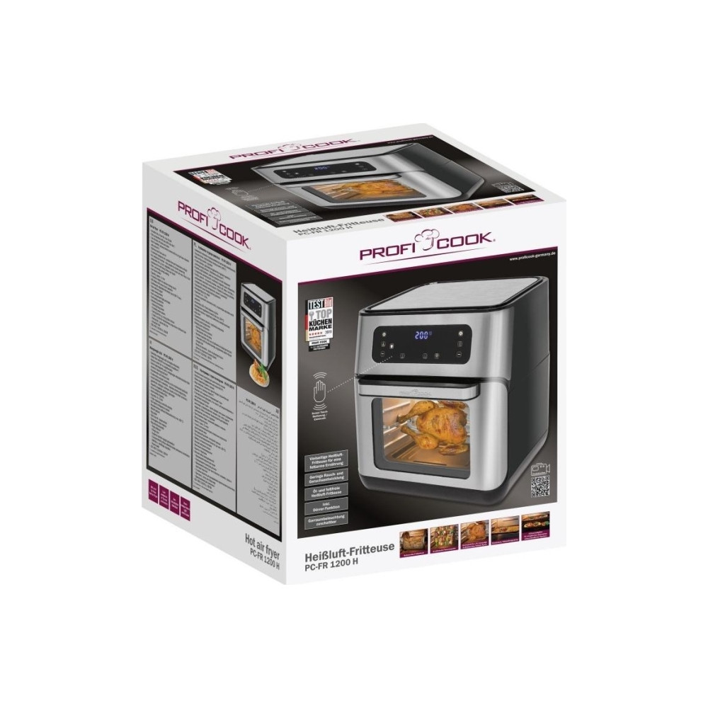 Produktbild för ProfiCook PC-FR 1200 H - varmluftsfritös - rostfritt stål/svart