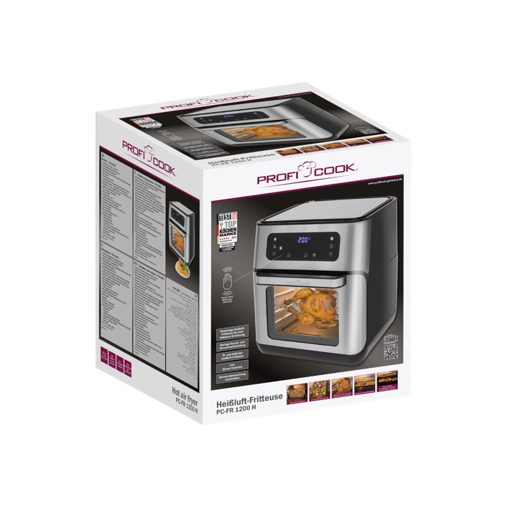 Produktbild för ProfiCook PC-FR 1200 H - varmluftsfritös - rostfritt stål/svart