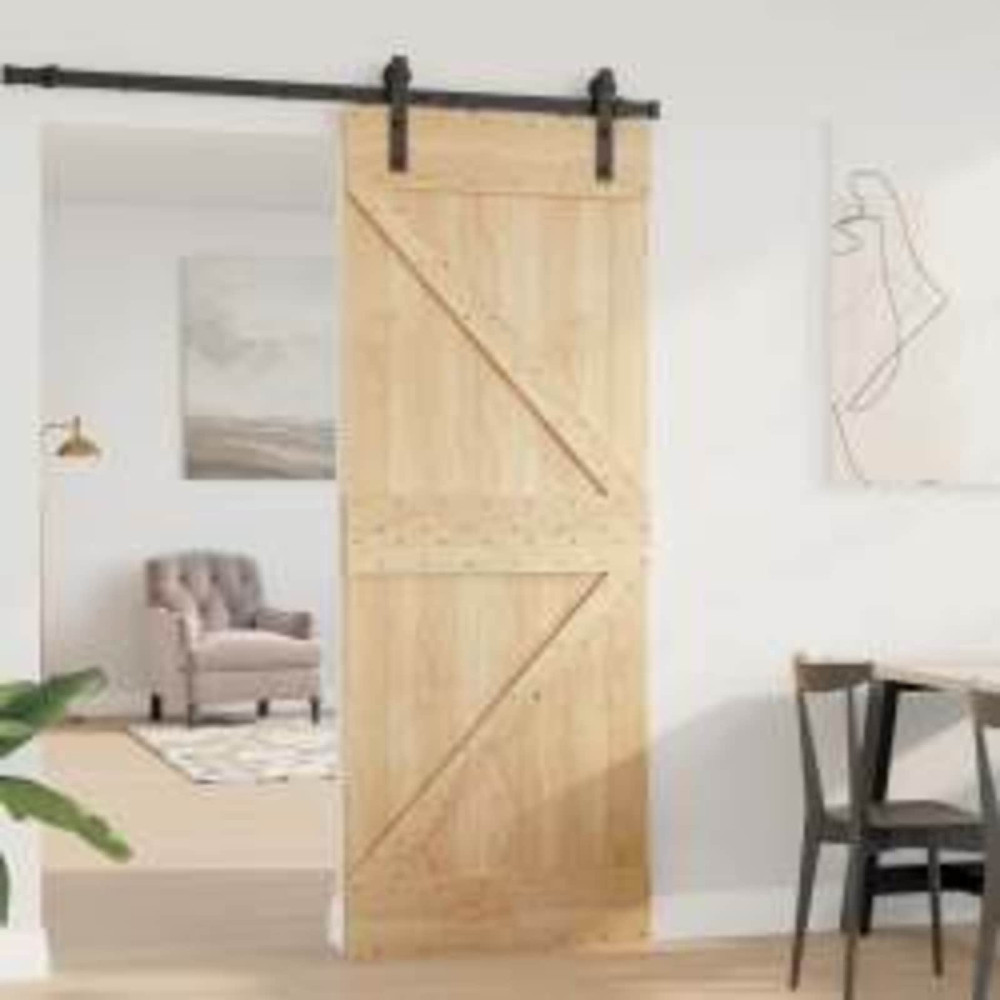 Produktbild för Dörr NARVIK Naturfärg 80 x 210 cm Massiv furuträdörr