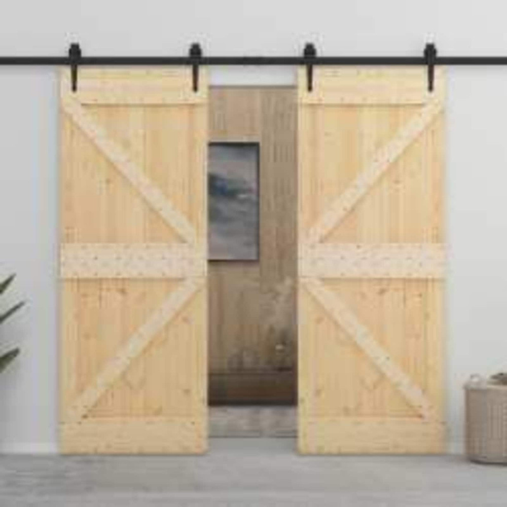 Produktbild för Dörr NARVIK Naturfärg 80 x 210 cm Massiv furuträdörr
