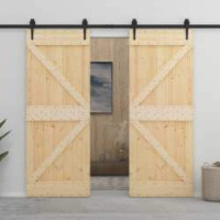 Produktbild för Dörr NARVIK Naturfärg 80 x 210 cm Massiv furuträdörr