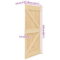 Produktbild för Dörr NARVIK Naturfärg 80 x 210 cm Massiv furuträdörr