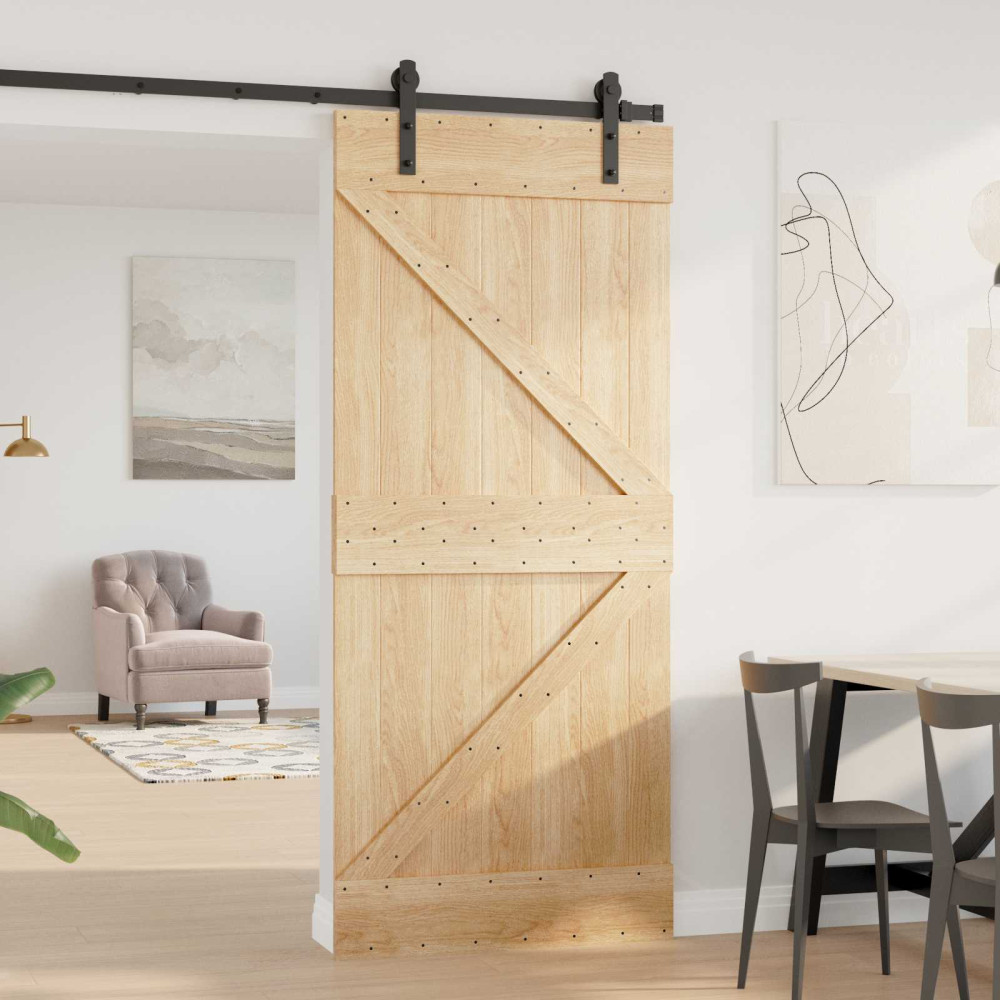 Produktbild för Dörr NARVIK Naturfärg 90 x 210 cm Massiv furuträdörr