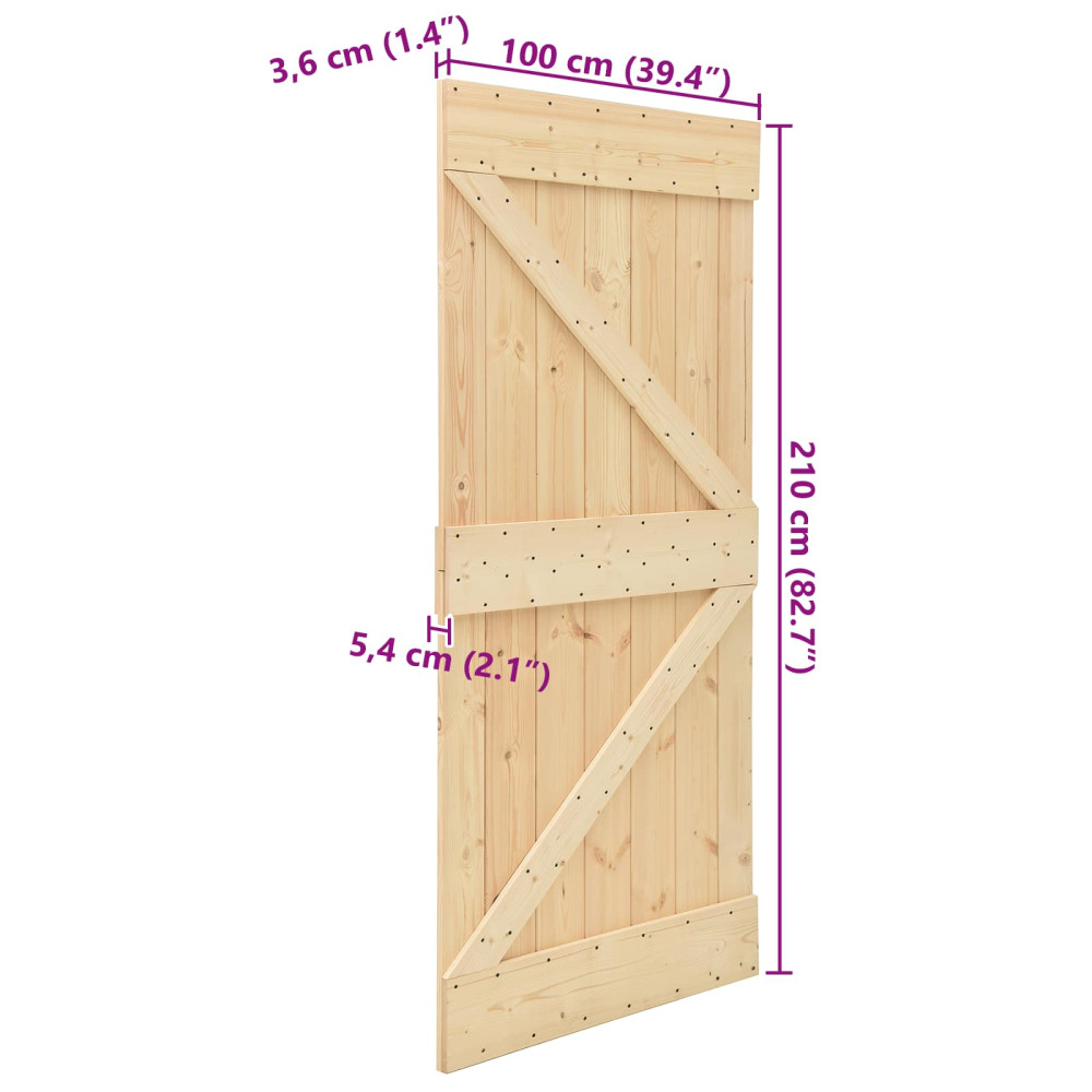 Produktbild för Dörr NARVIK Naturfärg 100 x 210 cm Massiv furuträdörr