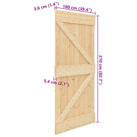 Produktbild för Dörr NARVIK Naturfärg 100 x 210 cm Massiv furuträdörr