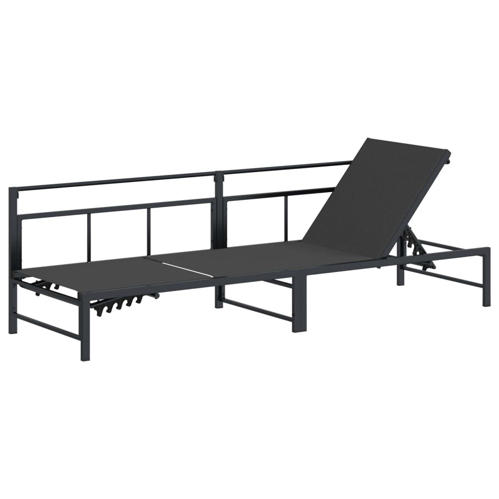 Produktbild för Solstol Svart 200 x 62 x 59,5 cm Textilene