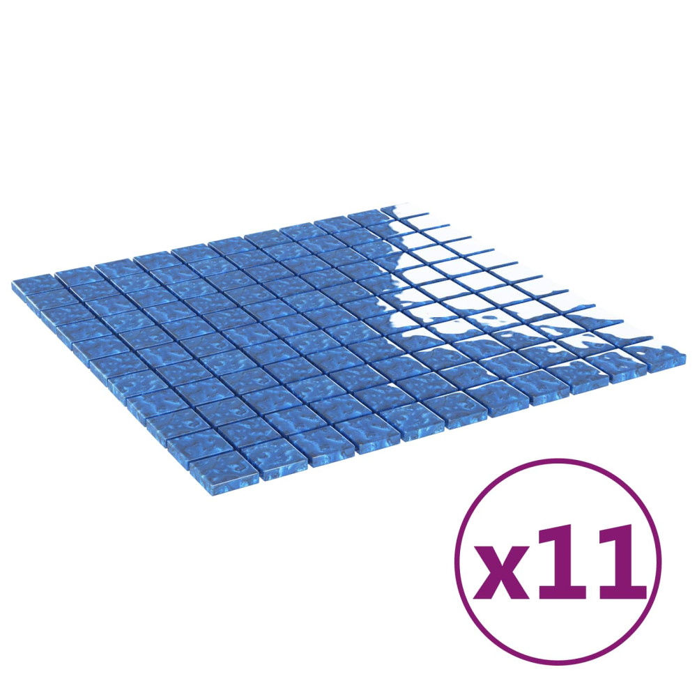 Produktbild för Mosaikplattor 11 pcs Blå 50 x 50 cm Glas