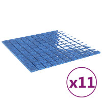Produktbild för Mosaikplattor 11 pcs Blå 50 x 50 cm Glas