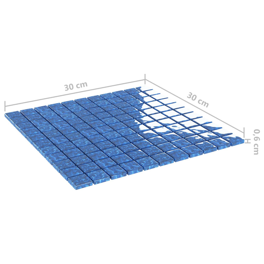 Produktbild för Mosaikplattor 11 pcs Blå 50 x 50 cm Glas