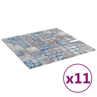 Produktbild för Mosaikplattor 11 pcs Grå och Blå 50 x 50 cm Glas