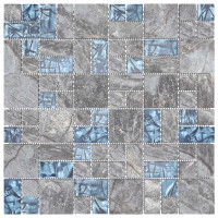 Produktbild för Mosaikplattor 11 pcs Grå och Blå 50 x 50 cm Glas