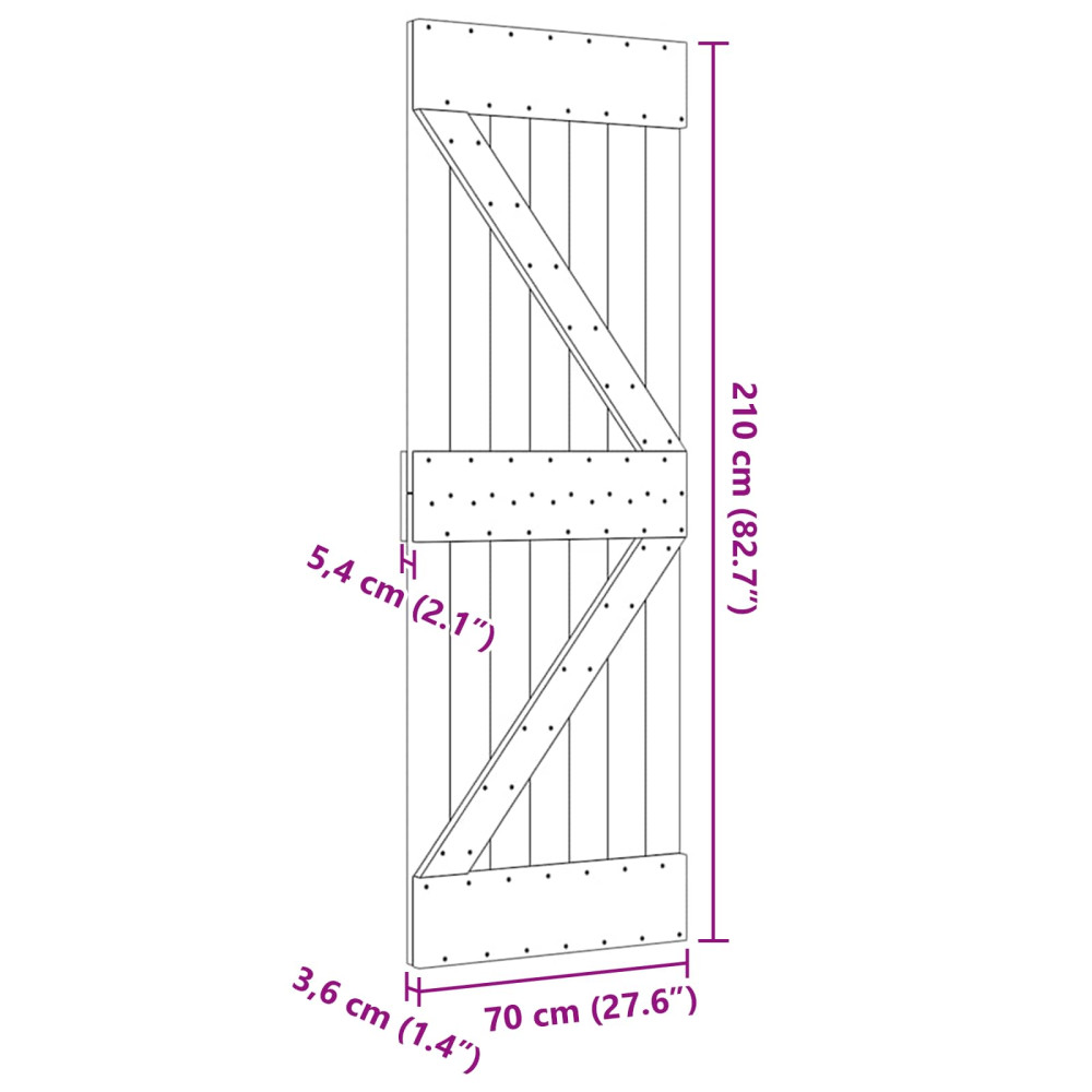 Produktbild för Dörr NARVIK Naturfärg 70 x 210 cm Massiv furuträdörr