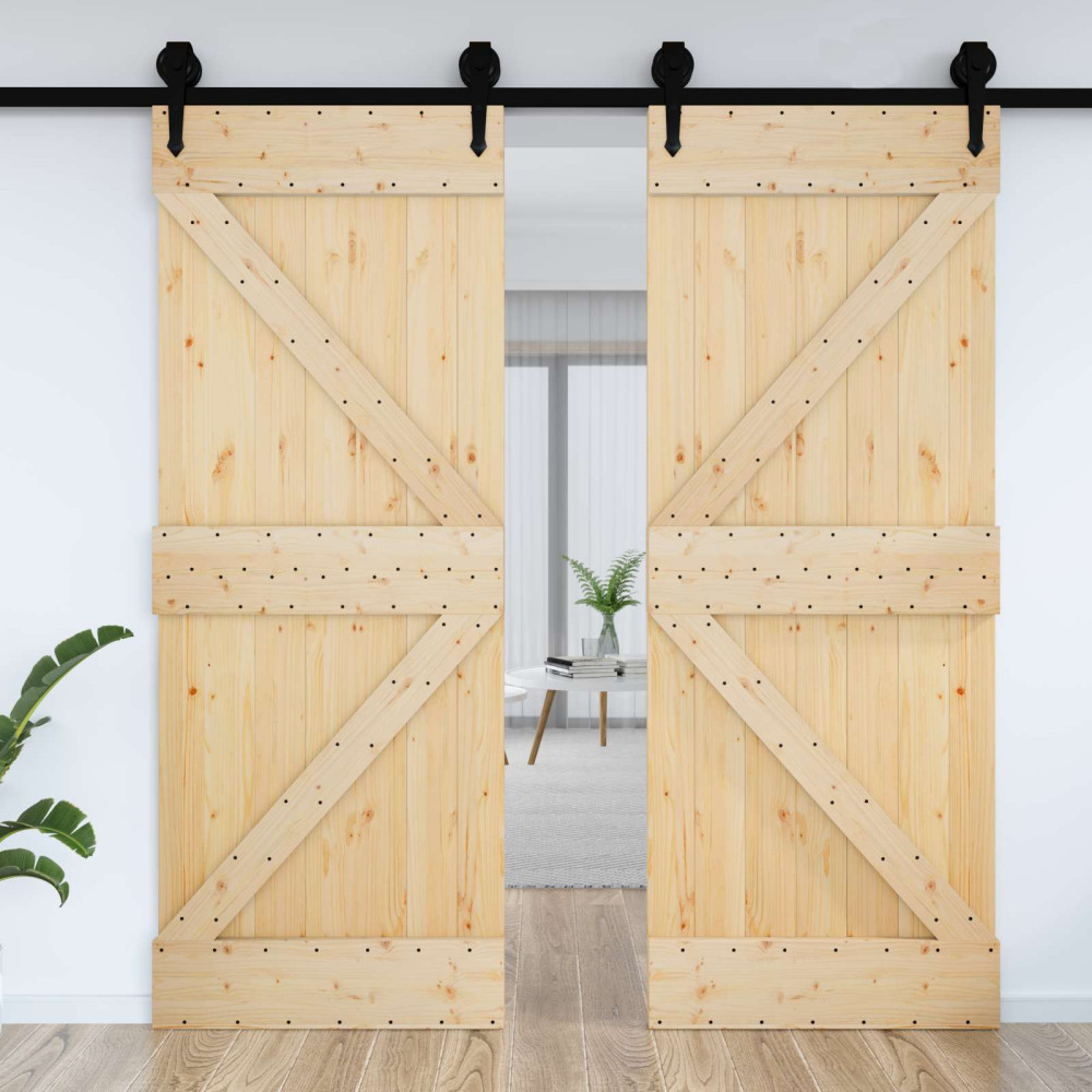 Produktbild för Dörr NARVIK Naturfärg 85 x 210 cm Massiv furuträdörr