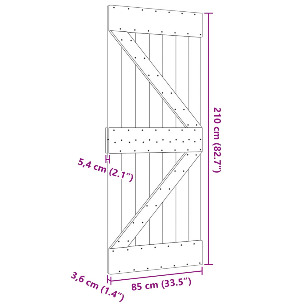 Produktbild för Dörr NARVIK Naturfärg 85 x 210 cm Massiv furuträdörr