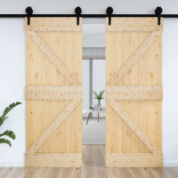 Produktbild för Dörr NARVIK Naturfärg 95 x 210 cm Massiv furuträdörr