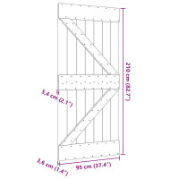Produktbild för Dörr NARVIK Naturfärg 95 x 210 cm Massiv furuträdörr